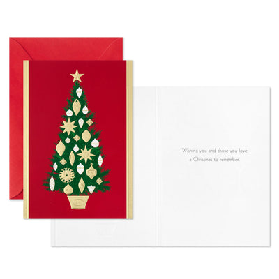 Decorated Christmas Tree Boxed Christmas Cards, Pack of 40