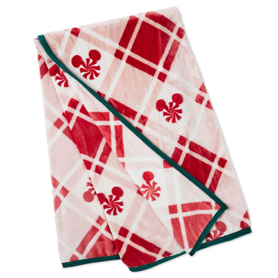 Disney Mickey Mouse Ears Peppermint Plaid Throw Blanket, 50x60