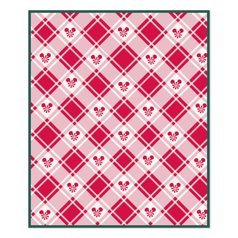 Disney Mickey Mouse Ears Peppermint Plaid Throw Blanket, 50x60