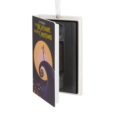 Hallmark ornament that depicts a miniature Nightmare Before Christmas VHS tape