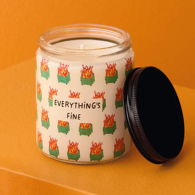 Dumpster Fire Everything's Fine Scented Single-Wick Jar Candle, 7 oz.