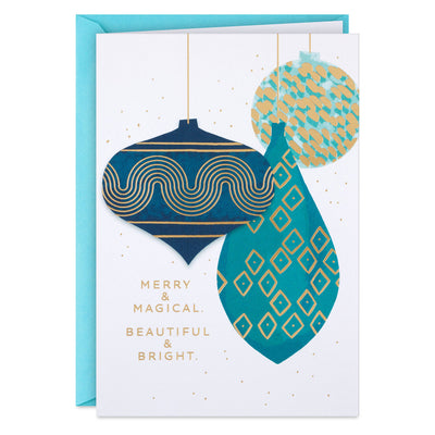 Merry and Bright Ornaments Boxed Christmas Cards, Pack of 16