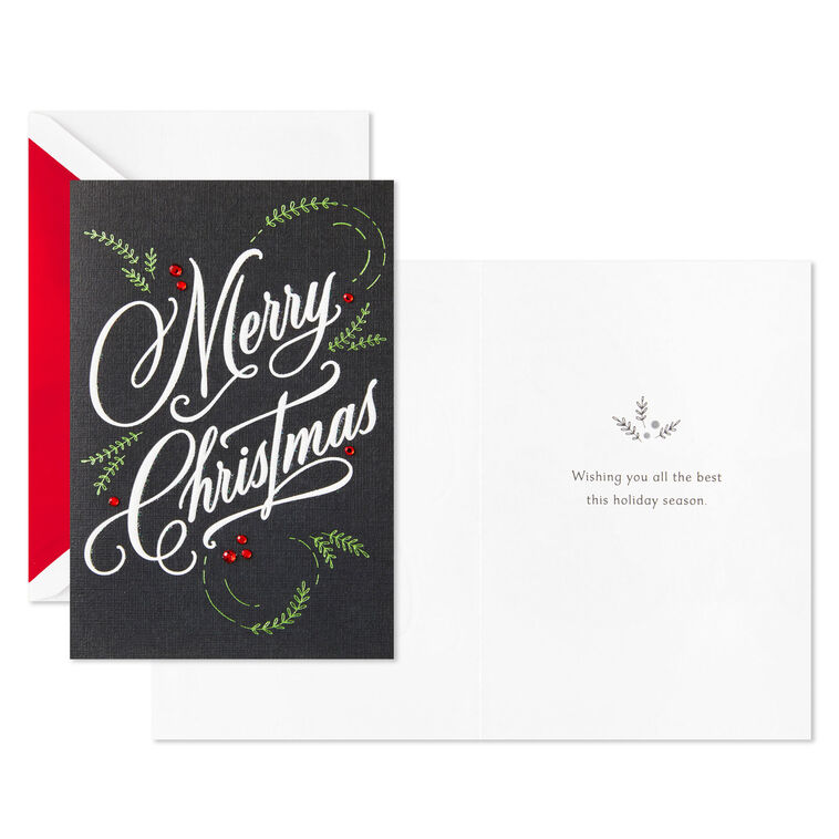 Elegant Script Boxed Christmas Cards, Pack of 10