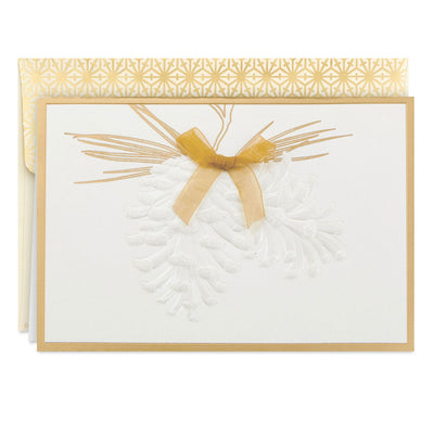 Embossed White Pinecones Boxed Christmas Cards, Pack of 12