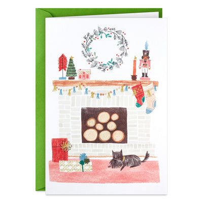 Warm and Cozy Fireplace Packaged Christmas Cards, Set of 5