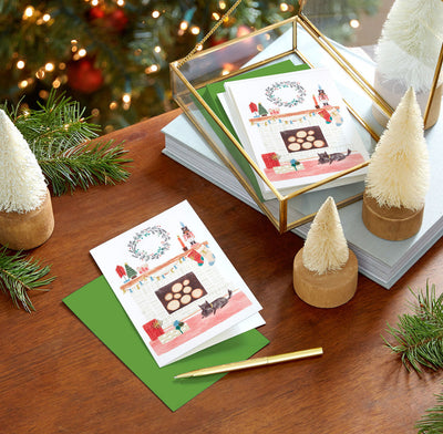 Warm and Cozy Fireplace Packaged Christmas Cards, Set of 5