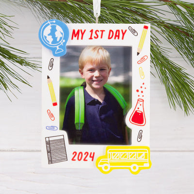 My First Day School 2024 Photo Frame Hallmark Ornament