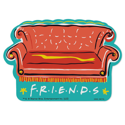 The couch is located in Central Perk, the coffee house that the six friends frequent throughout the series.  pen_spark