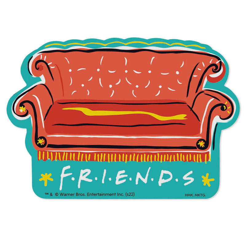 The couch is located in Central Perk, the coffee house that the six friends frequent throughout the series.  pen_spark