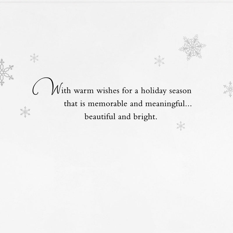 Snowflakes and Script on Gold Boxed Christmas Cards, Pack of 16