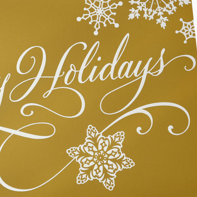 Snowflakes and Script on Gold Boxed Christmas Cards, Pack of 16