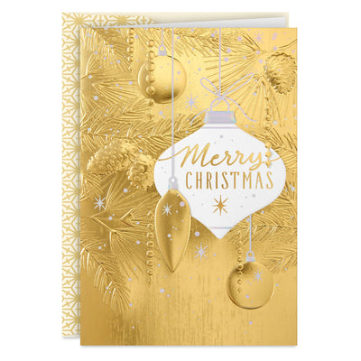 Elegant Gold Foil Ornaments Boxed Christmas Cards, Pack of 16