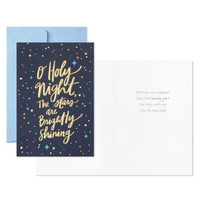 Gold Stars on Blue Packaged Christmas Cards, Set of 5