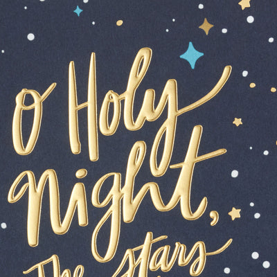 Gold Stars on Blue Packaged Christmas Cards, Set of 5