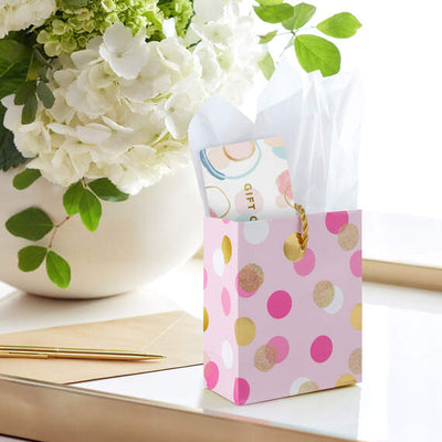 Pink and Gold Dots Gift Card Holder Mini Bag 4.6"