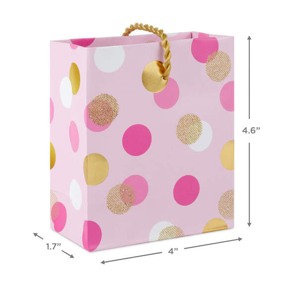 Pink and Gold Dots Gift Card Holder Mini Bag 4.6"