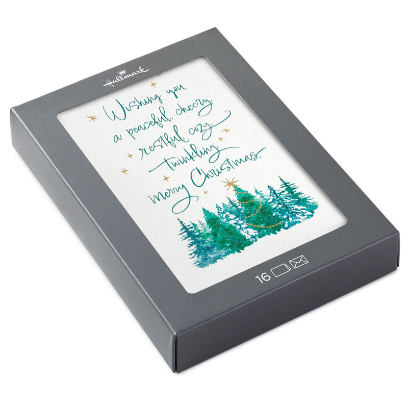 Peaceful Evergreens Boxed Christmas Cards, Pack of 16