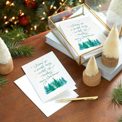 Peaceful Evergreens Boxed Christmas Cards, Pack of 16