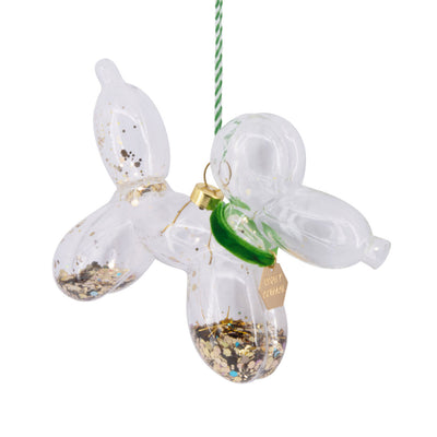 Signature Green and Gold Balloon Dog Glass Hallmark Ornament