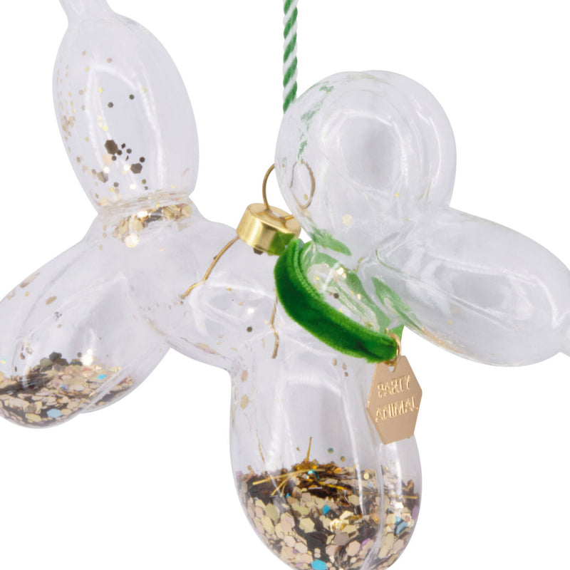 Signature Green and Gold Balloon Dog Glass Hallmark Ornament