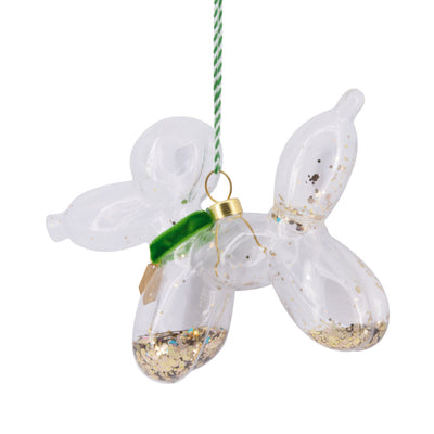 Signature Green and Gold Balloon Dog Glass Hallmark Ornament