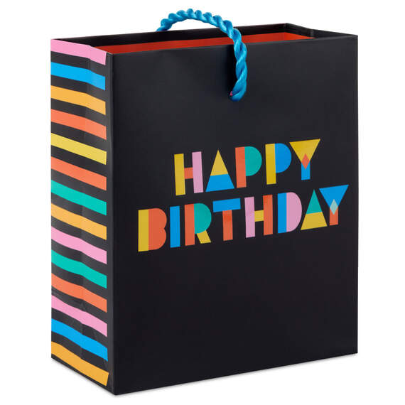 Colorful Wishes on Black Birthday Gift Card Holder Mini Bag 4.6"