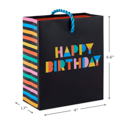 Colorful Wishes on Black Birthday Gift Card Holder Mini Bag 4.6"