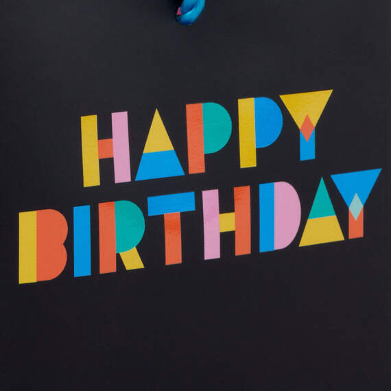 Colorful Wishes on Black Birthday Gift Card Holder Mini Bag 4.6"