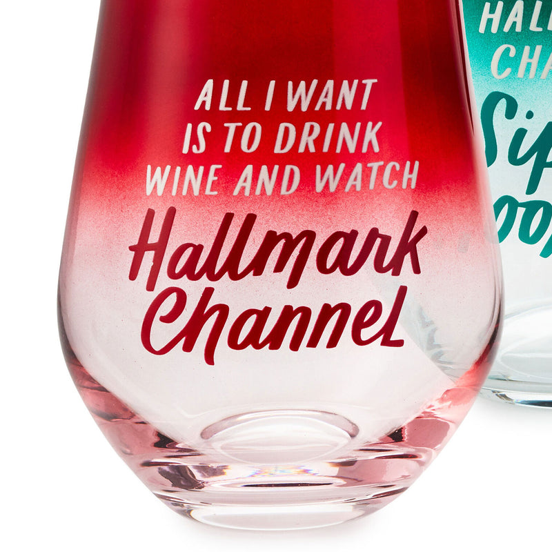 Hallmark Channel Stemless Wine Glasses, Set of 2