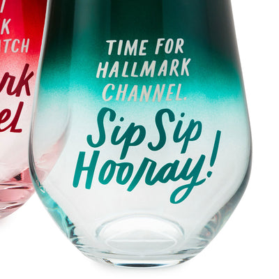 Hallmark Channel Stemless Wine Glasses, Set of 2