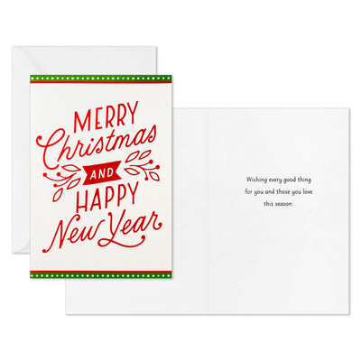 Happy Snowman and Red Lettering Boxed Christmas Cards, Pack of 40