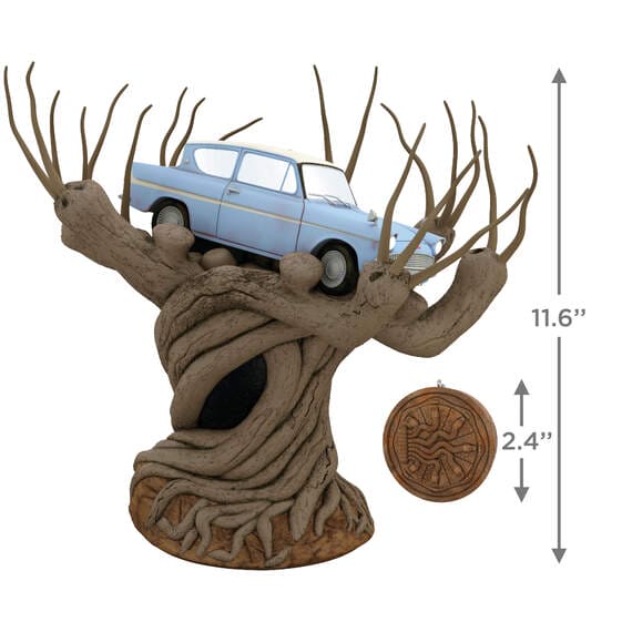 Harry Potter and the Chamber of Secrets™ Collection Flying Ford Anglia in the Whomping Willow™ Tree Topper With Light and Sound