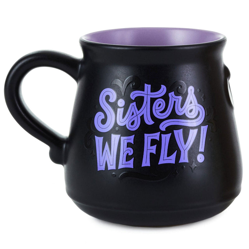 Two Disney Hocus Pocus mugs with the Sanderson Sisters on them. The mugs change color when hot liquid is added. 