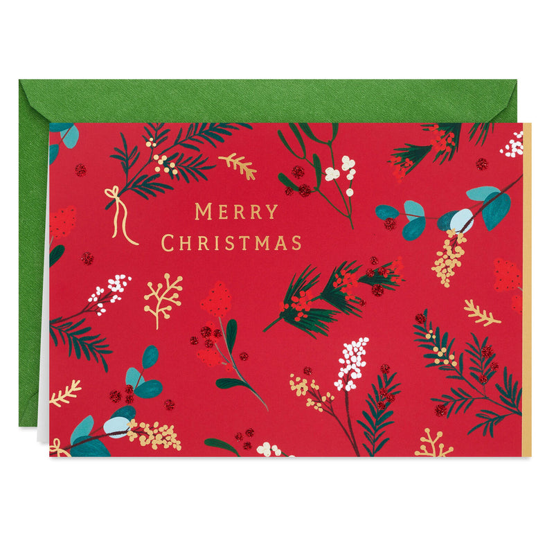 Holiday Berries and Greenery Boxed Christmas Cards, Pack of 16