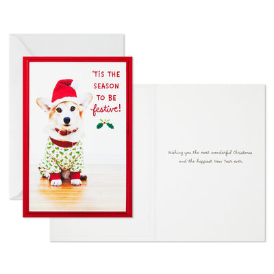 Holiday Pup in Jammies and Hat Boxed Christmas Cards, Pack of 40