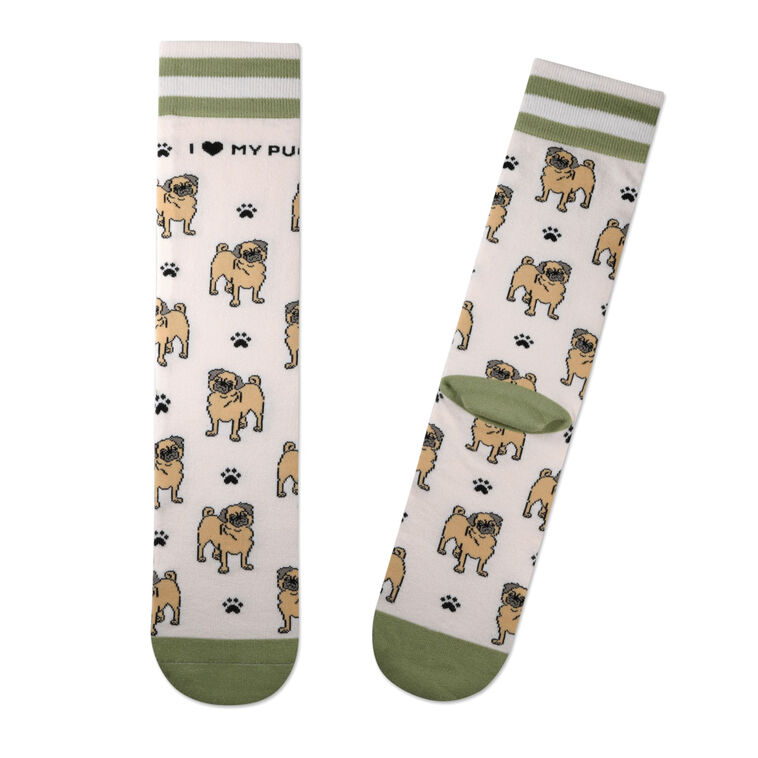 I Love My Pug Crew Socks