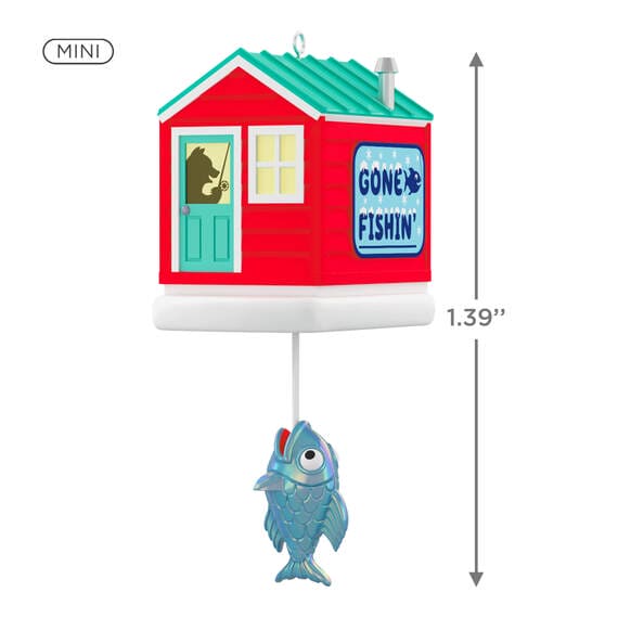 Mini Fishing for Fun Ornament With Light, 1.39"