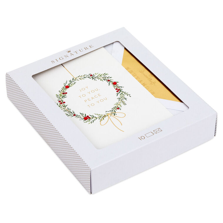 Illustrated Wreath Boxed Christmas Cards, Pack of 10