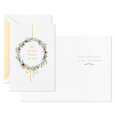 Illustrated Wreath Boxed Christmas Cards, Pack of 10