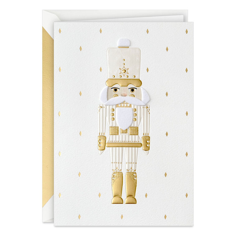 Ivory and Gold Nutcracker Boxed Christmas Cards, Pack of 10