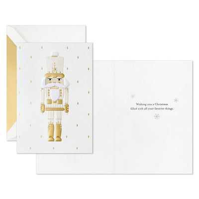 Ivory and Gold Nutcracker Boxed Christmas Cards, Pack of 10