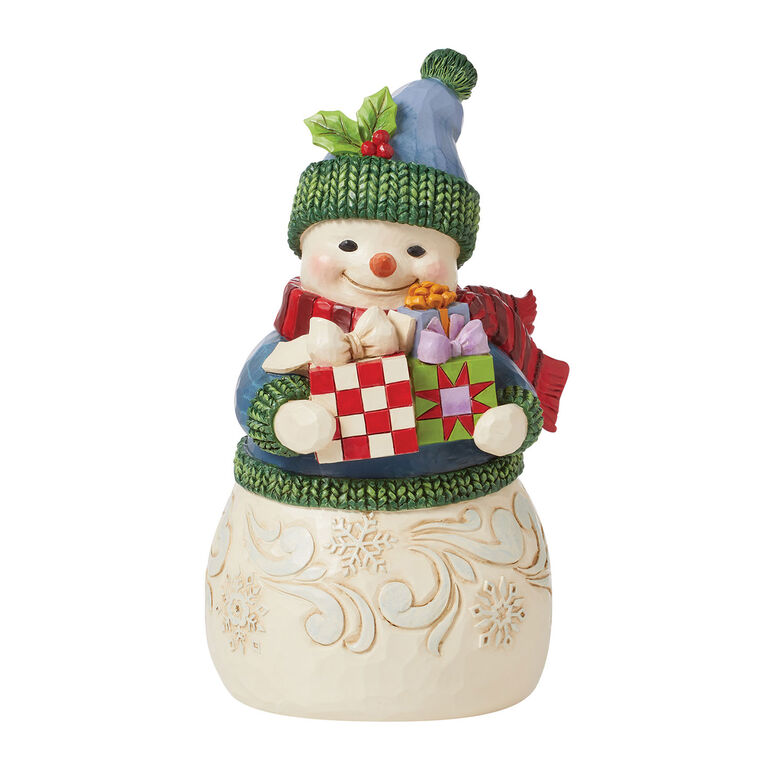 Snowman With Presents Figurine 8.4"