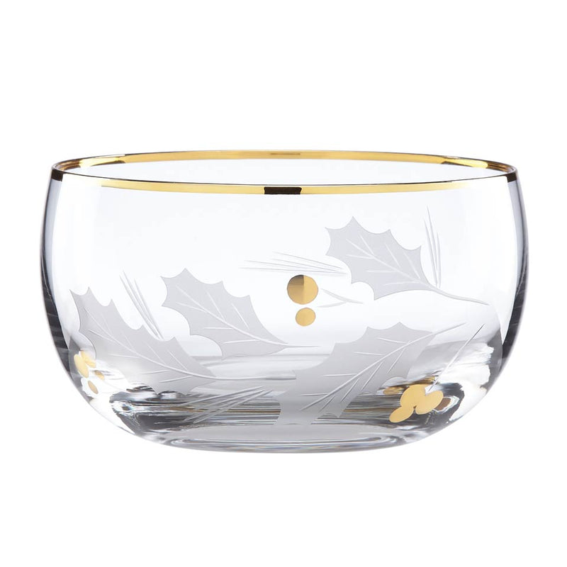 Holiday Gold Glass Nut Bowl