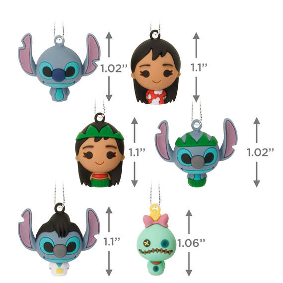 Mini Disney Lilo & Stitch Shatterproof Ornaments, Set of 6