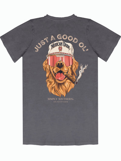 "Just a Good Ol’ 'Merican Dude" Tee - Mineral-Washed Coal