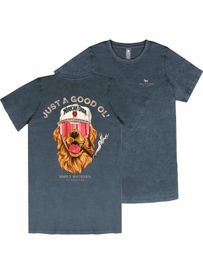 "Just a Good Ol’ 'Merican Dude" Tee - Mineral-Washed Coal