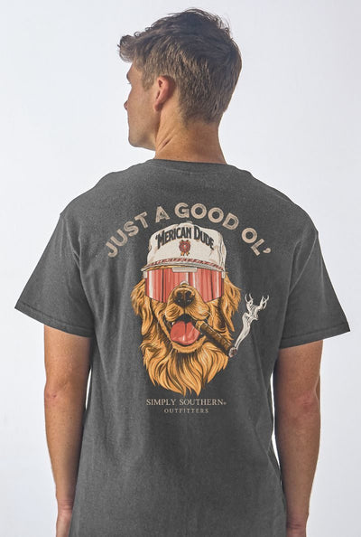 "Just a Good Ol’ 'Merican Dude" Tee - Mineral-Washed Coal