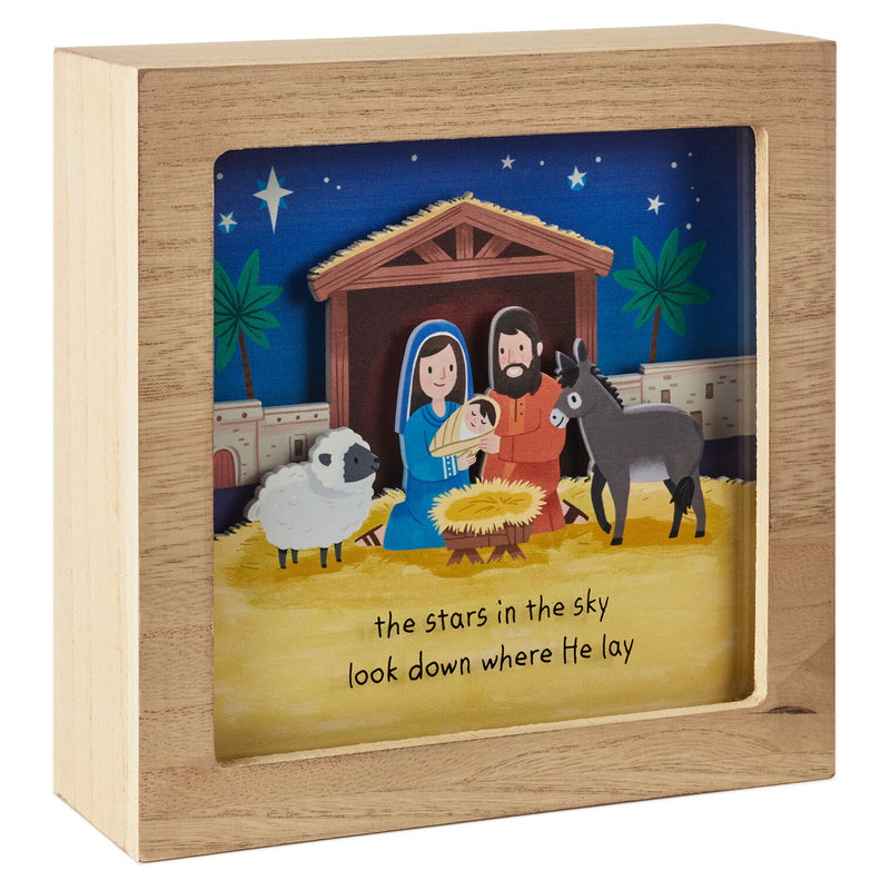 Manger Scene Musical Shadow Box With Light