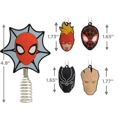 Mini Marvel Super Heroes Tree Topper and Ornaments, Set of 5