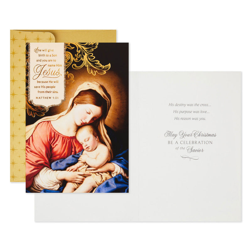 Mary and Child Religious Boxed Christmas Cards, Pack of 16